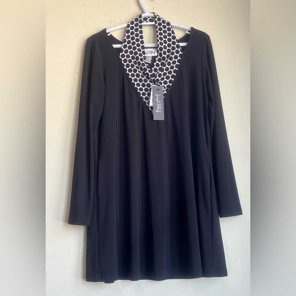 Joseph Ribkoff Black Cowl Neck A-Line Dress